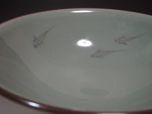 【セール】★　手塚玉堂　青磁茶碗　裏千家　十五代　鵬雲斎の花押★x254