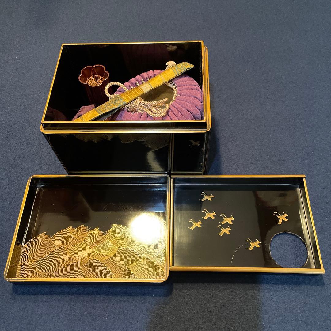 茶道具　茶箱「利休茶箱」『波千鳥の蒔絵』『茶杓は舟の櫓』『大珍品』「茶箱セット」