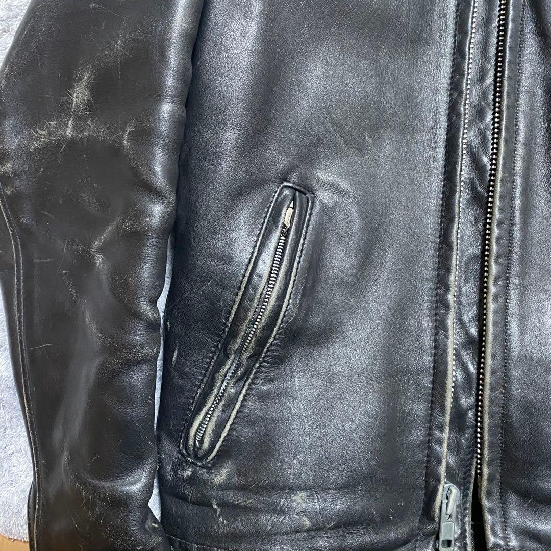 schott ブラック レザー シングルライダースジャケット