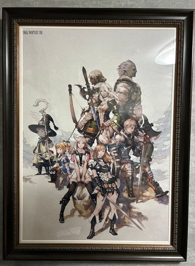 【週末値下げ】【FF14】ファイナルファンタジー14　B2ポスター　額装済