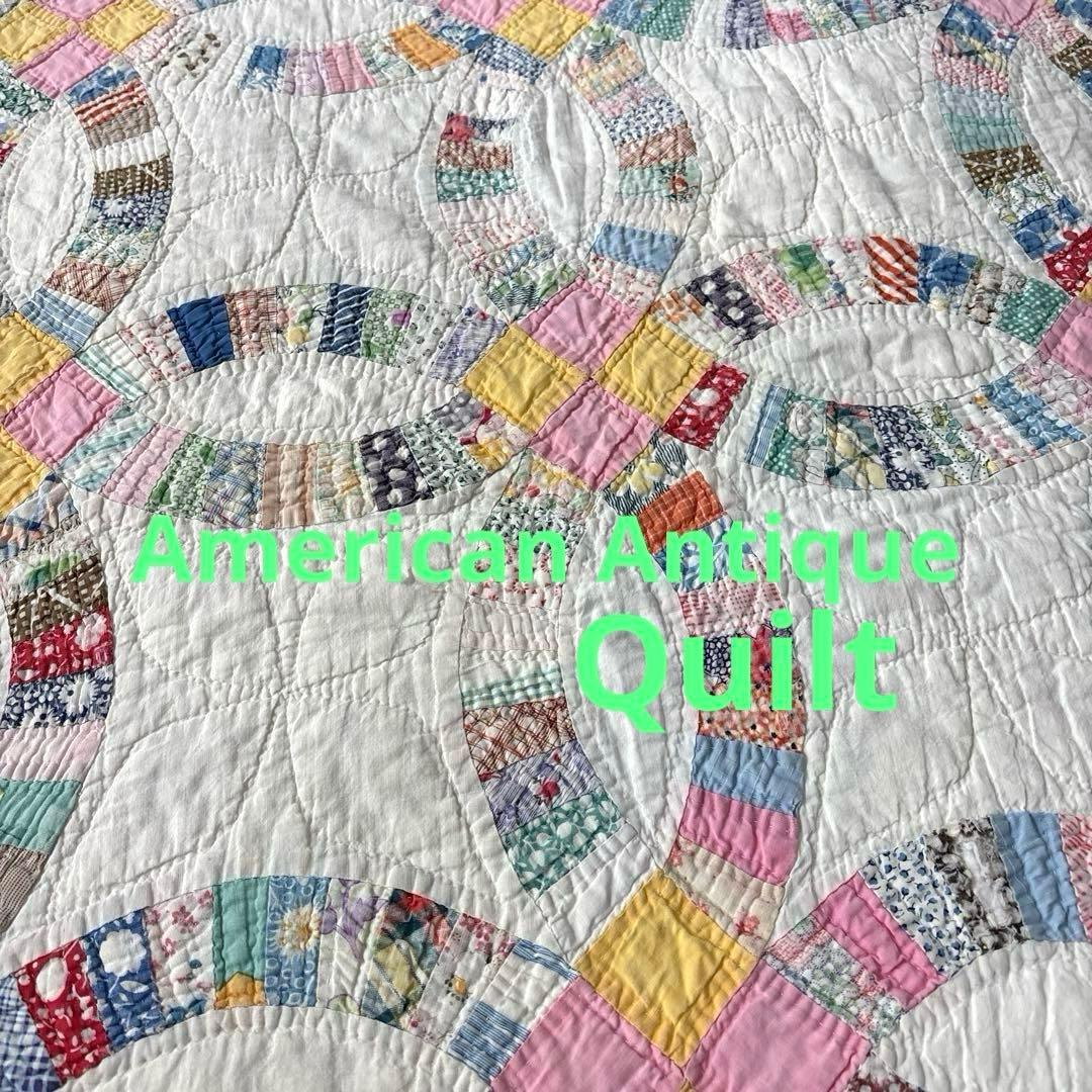 【稀少】【貴重】アメリカンアンティーク⭐︎ダブルウエディング　約224×166cm