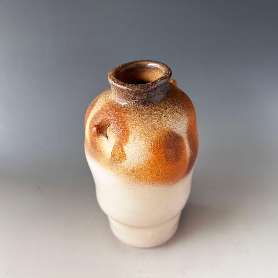 茶道具　萩焼　炎彩　花入　岡田裕　共箱　陶芸　花活　花器　稽古　茶会　床の間