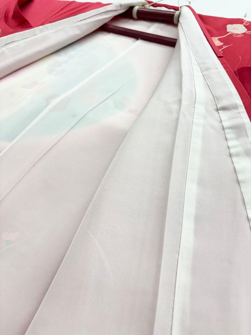 七五三着物　7才　女児　四つ身　雪輪に花々／ピンク系《子供490》#江戸小もーん