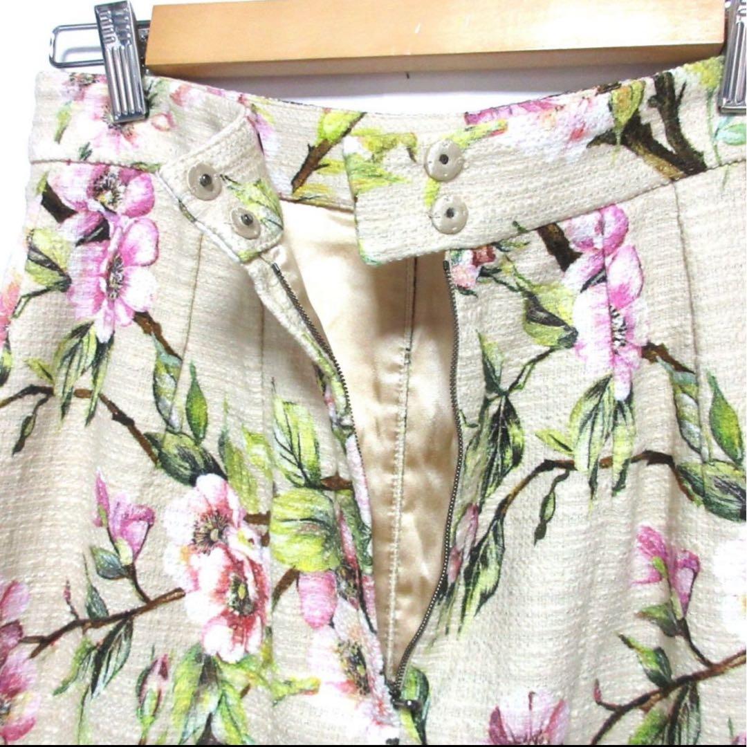 美品 ドルチェ&ガッバーナ ドルガバ ツイードスカート フレア 花柄 40 m