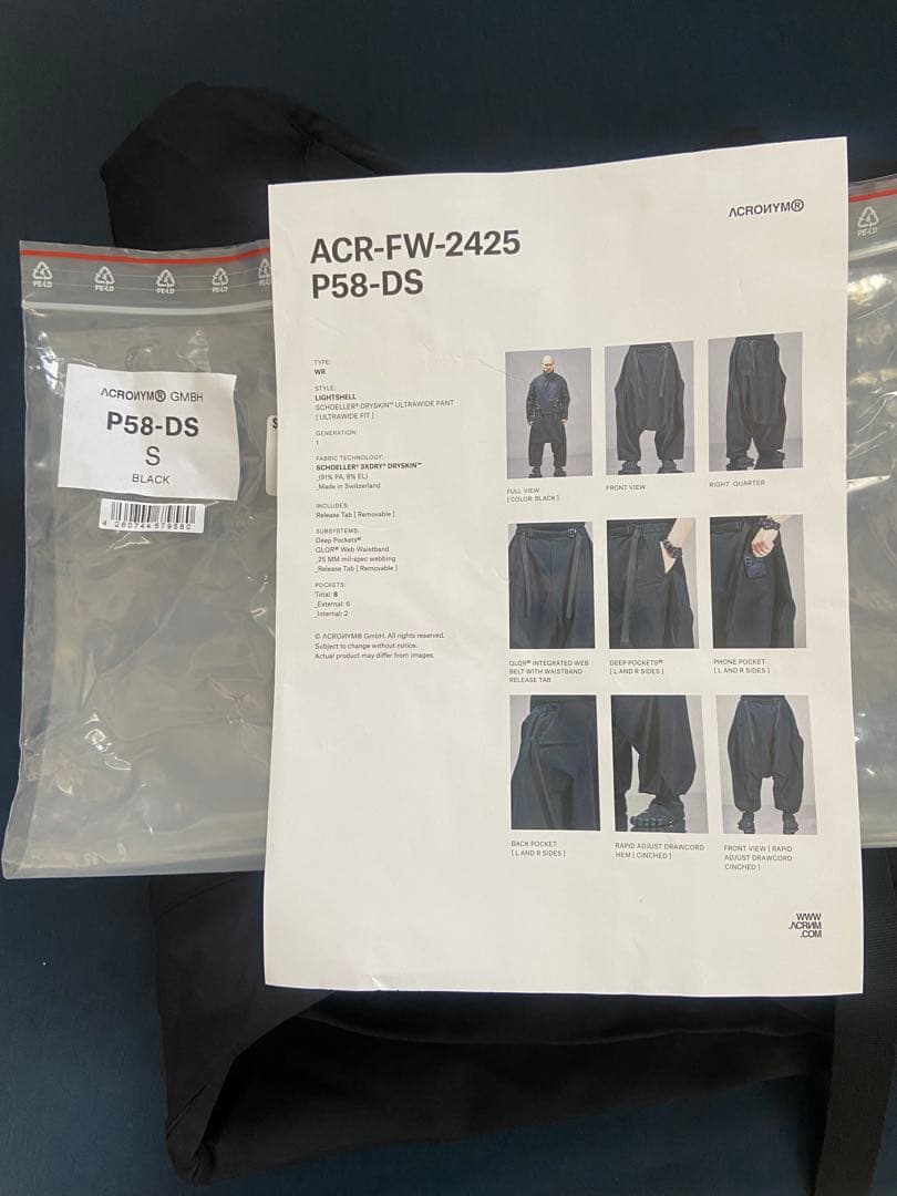 ACRONYM P58-DS ブラック Sサイズ 付属品完備