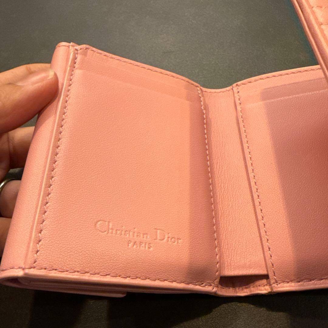 Dior 三つ折り　財布　ピンク
