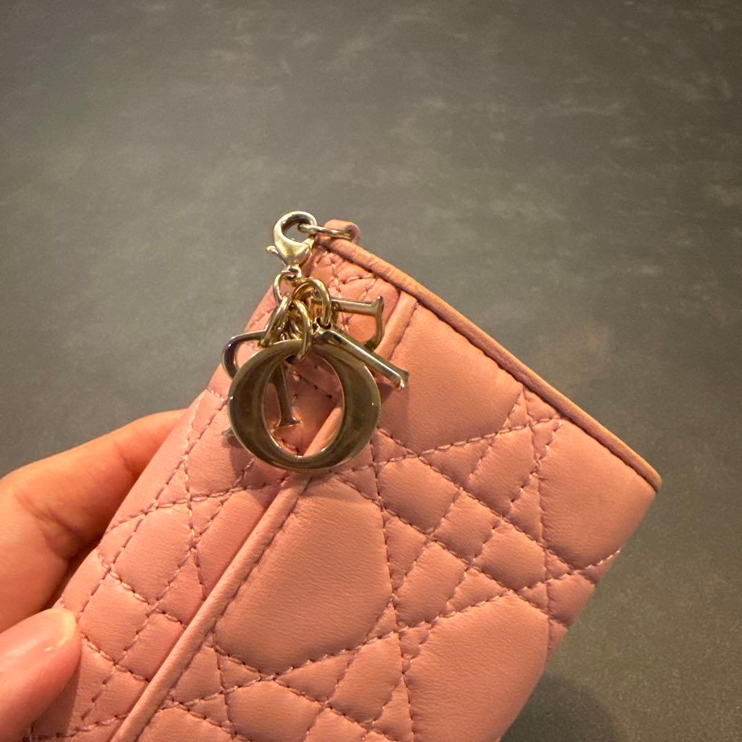 Dior 三つ折り　財布　ピンク
