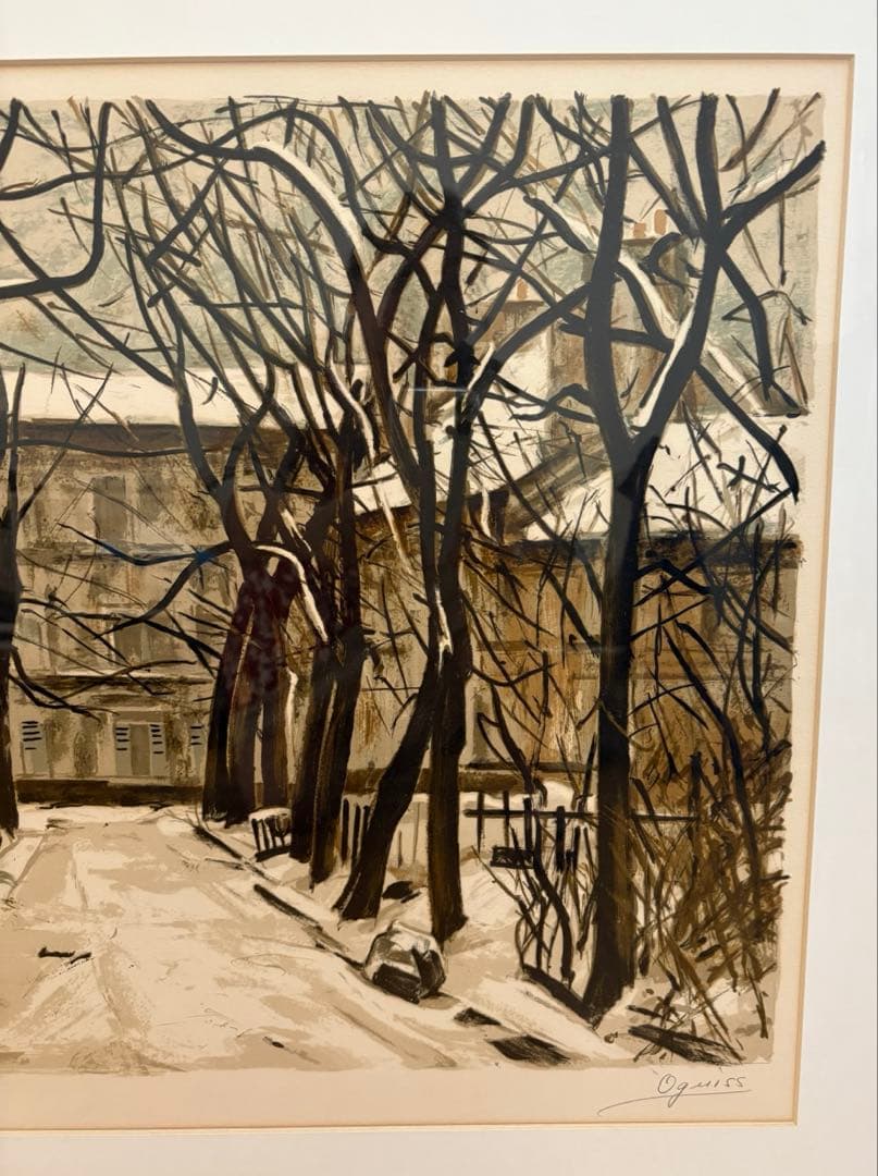荻須高徳（おぎすたかのり）『雪景色』リトグラフ 自筆サイン