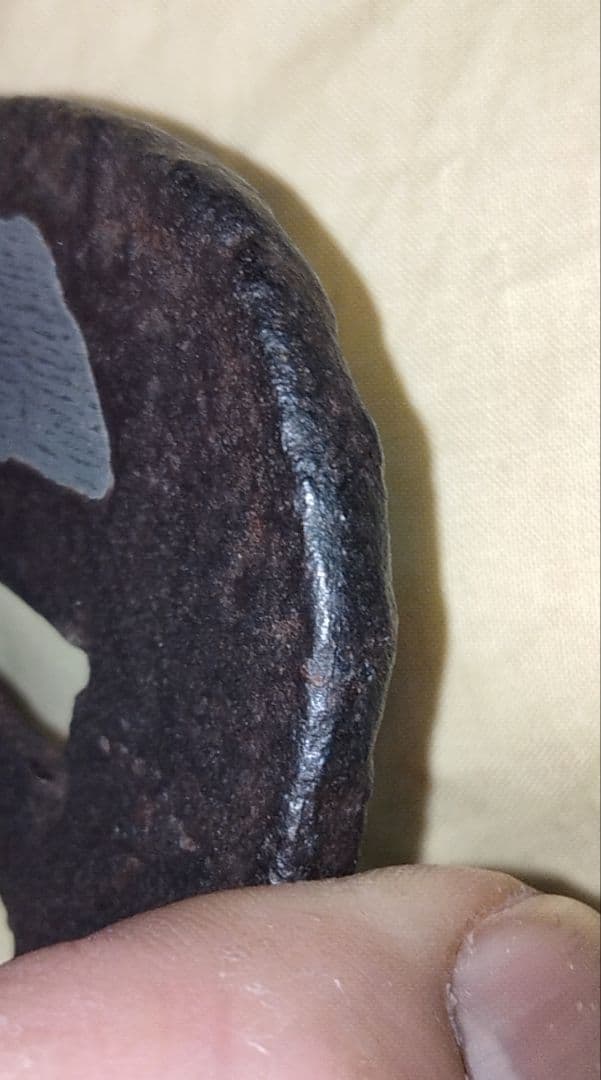 ♦最終価格♦鉄鍔　鐔(笠文図　大野)桃山〜江戸時代　 保存刀装具鑑定書と箱付き