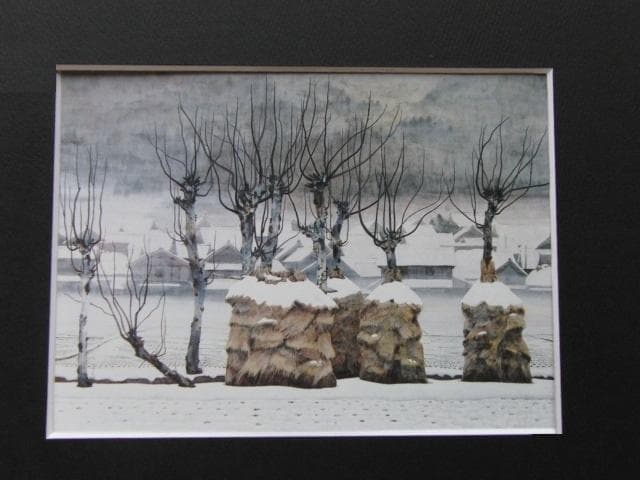 中根強司、【湖北（畦木）】、希少な額装用画集画、新品高級額 額装付