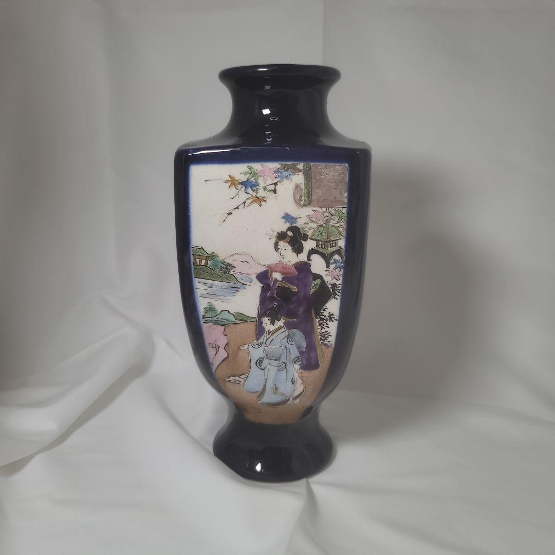 薩摩焼 色絵花瓶