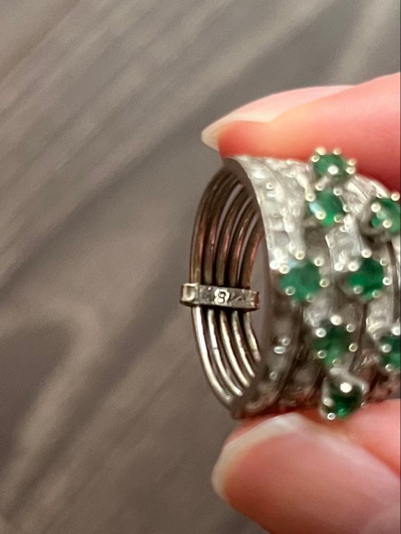 緑色ストーン リング　18K