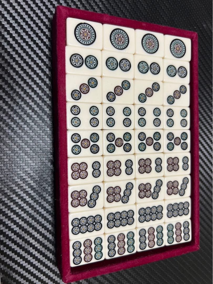 麻雀牌　ミズノ丸一　法悦　背黒　ブラック　最高級麻雀牌　希少　本革