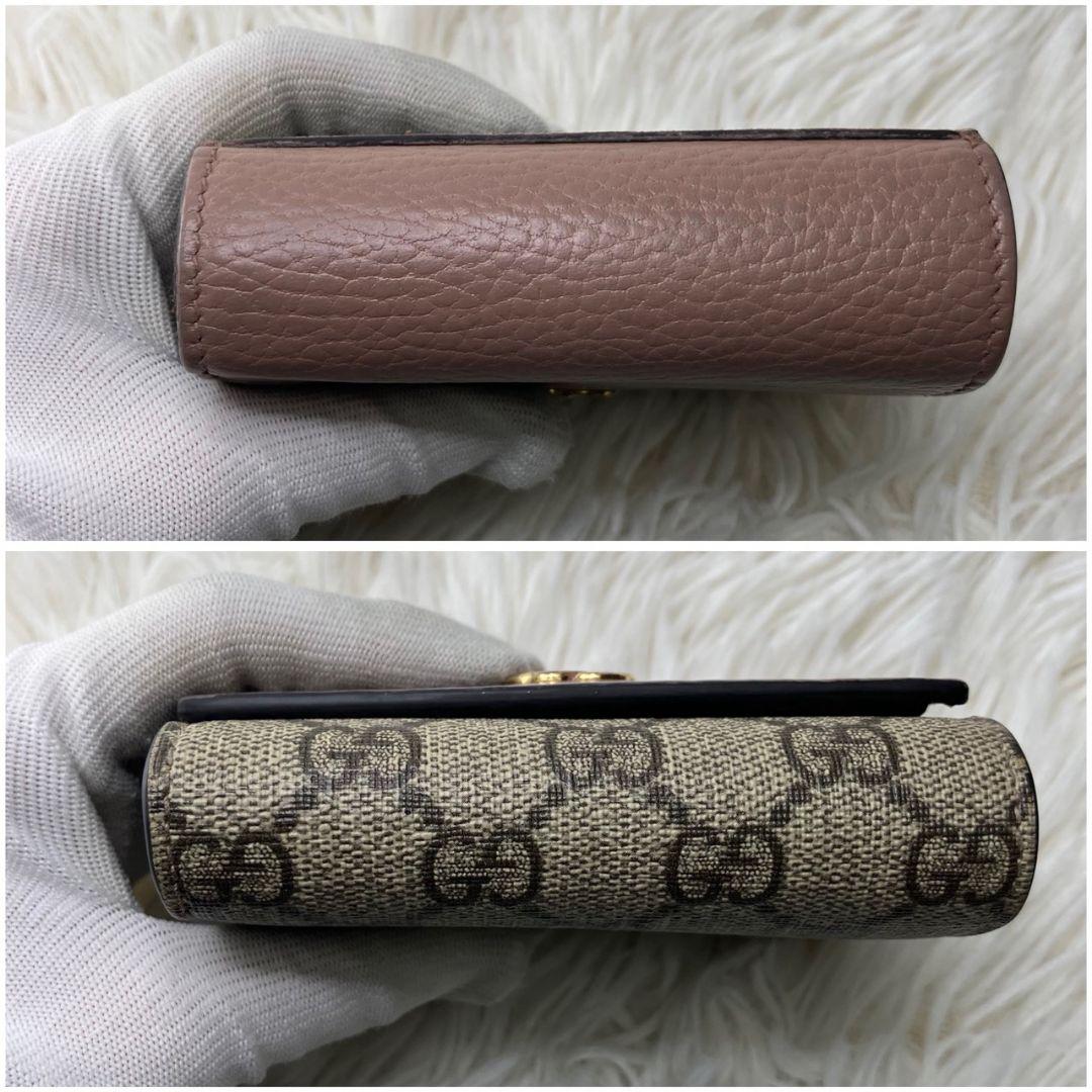 極美✨GUCCI 二つ折り財布 GG マーモント レザー ベージュ