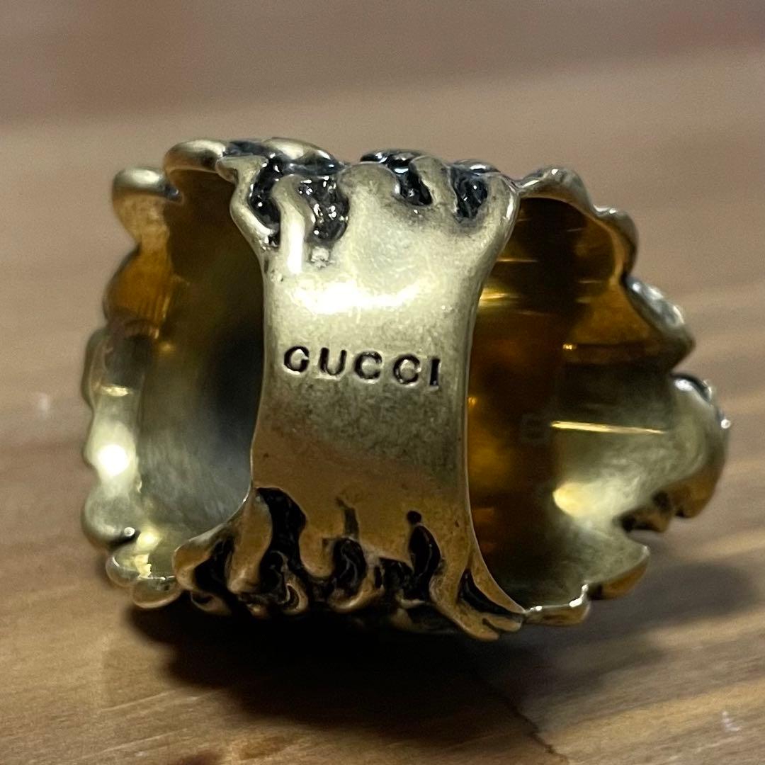 GUCCI グッチ リング 10号 ミケーレ期 ライオンヘッド ゴールド
