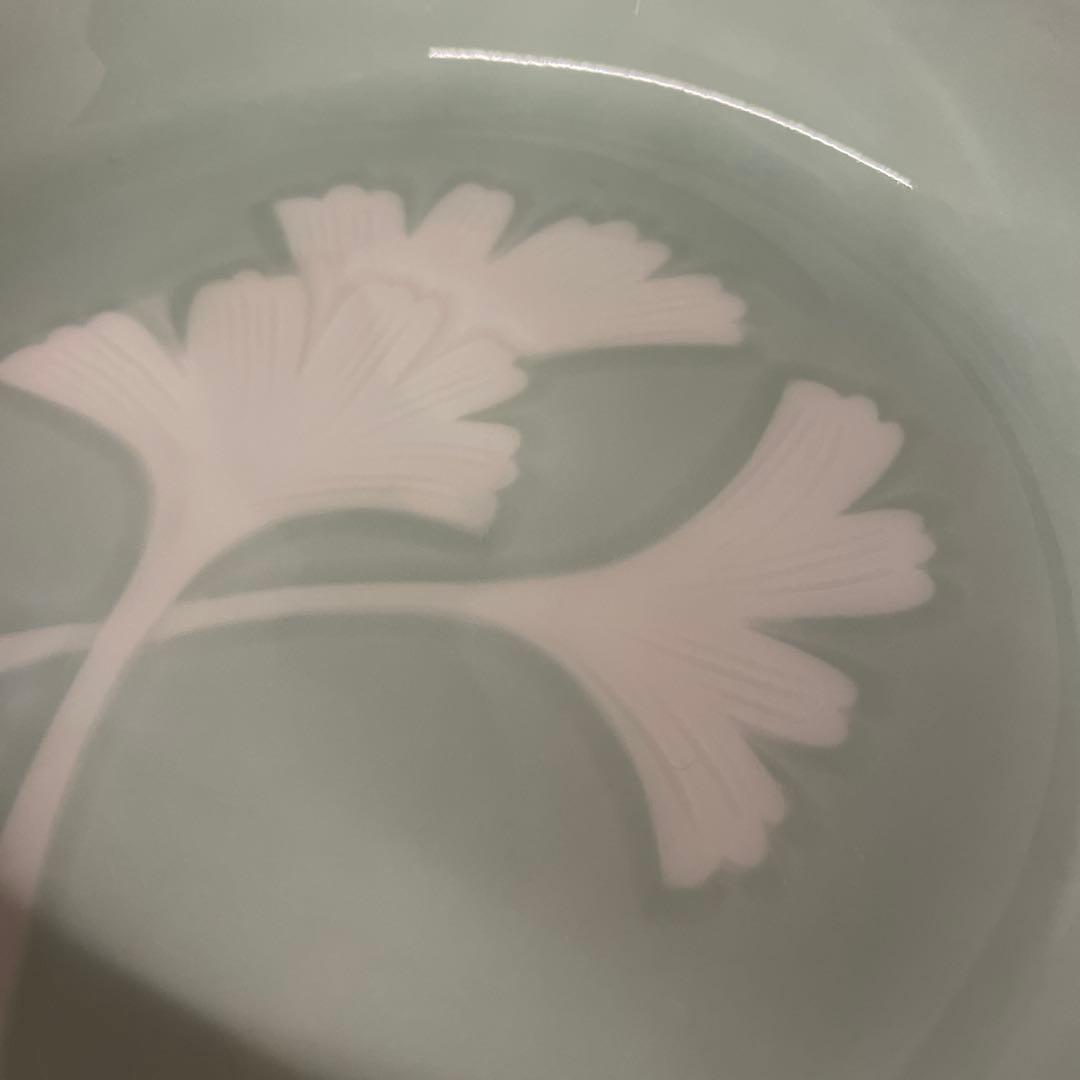 井上萬二 青白磁公孫樹文皿 5客揃　 人間国宝