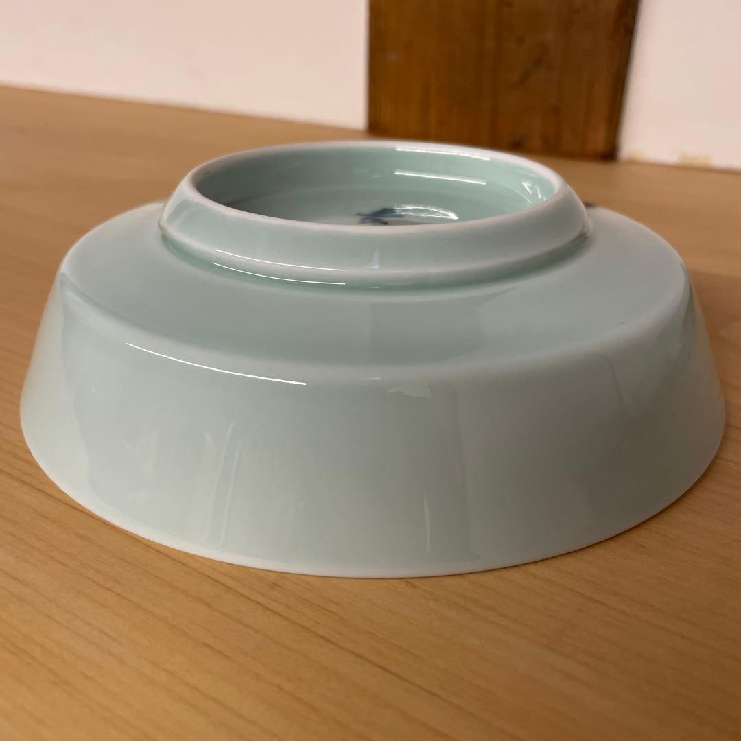 井上萬二 青白磁公孫樹文皿 5客揃　 人間国宝