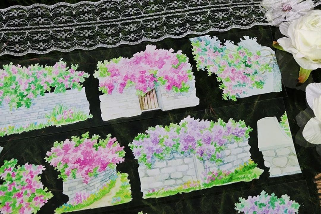 海外マスキングテープ巻売り 花壇 フラワー 風景マスキングテープ 806