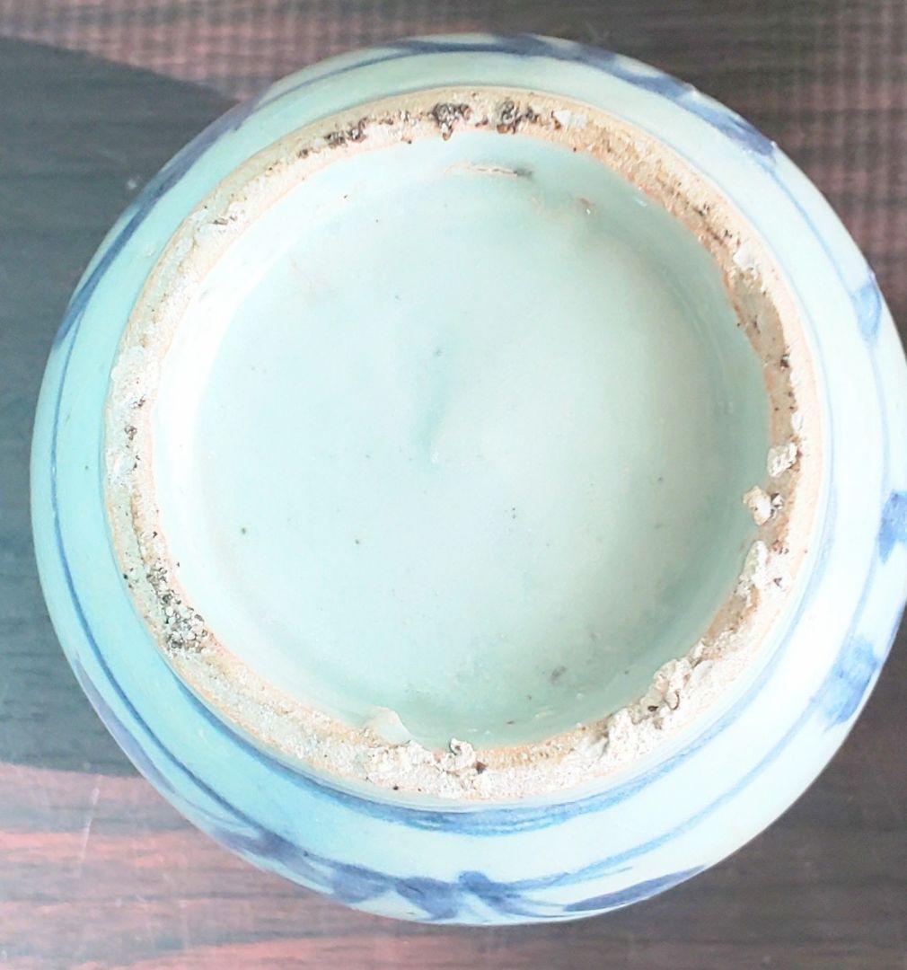 中国美術 明時代 白磁 漳州磁器壺 染付花蝶模様 陶磁器 茶壺