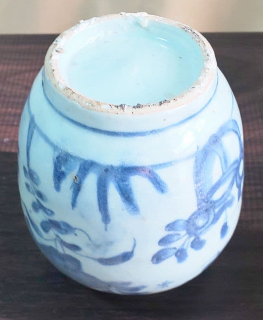 中国美術 明時代 白磁 漳州磁器壺 染付花蝶模様 陶磁器 茶壺