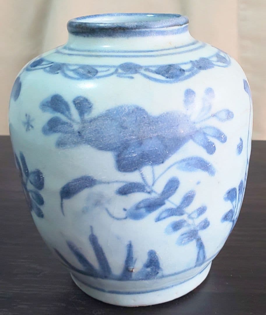 中国美術 明時代 白磁 漳州磁器壺 染付花蝶模様 陶磁器 茶壺