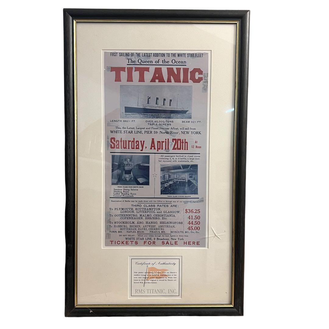 Titanic 初航海 ポスター　証明書付き額入り