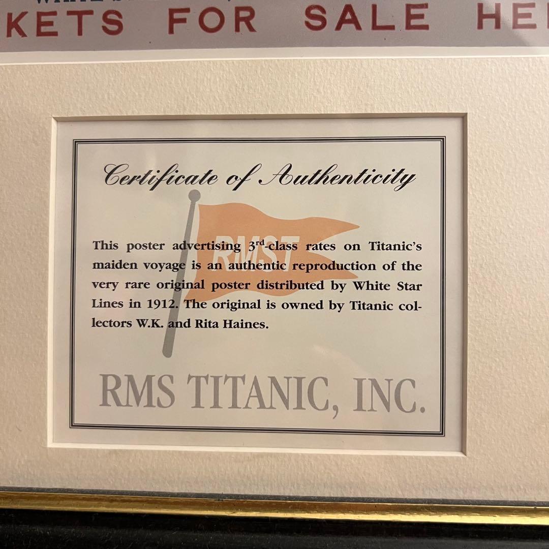 Titanic 初航海 ポスター　証明書付き額入り