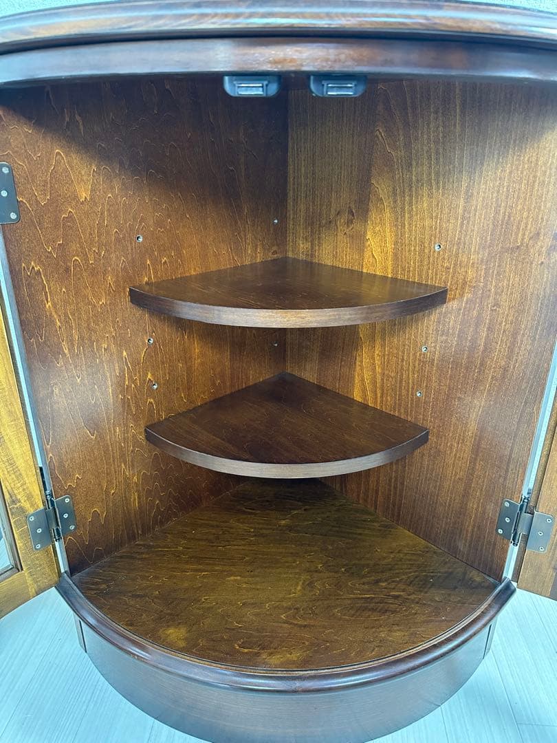 （1/3）カリモク コロニアル コーナー キャビネット 飾り棚 4-1※