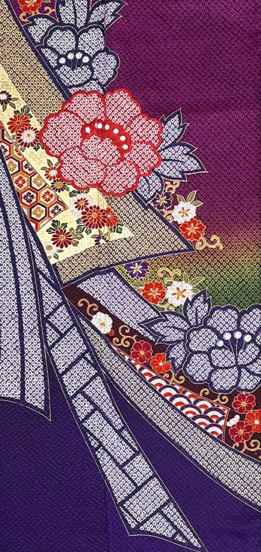 豪華　総絞り　振り袖　フルセット　別誂長襦袢付　成人式　金彩加工　刺繍入　702