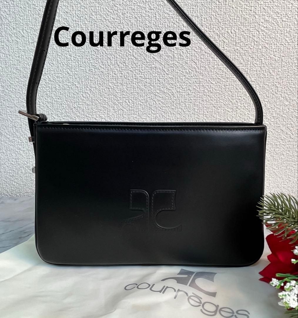 Courreges アクセサリーポーチ ハンドバッグ レザー 本革