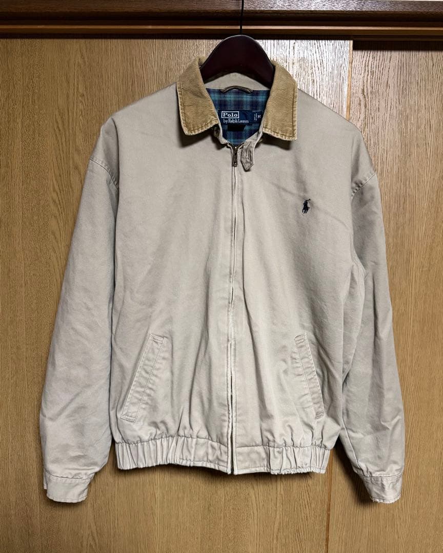 ポロ ラルフローレン ベージュ スウィングトップ Mサイズ 襟コーズ コットン