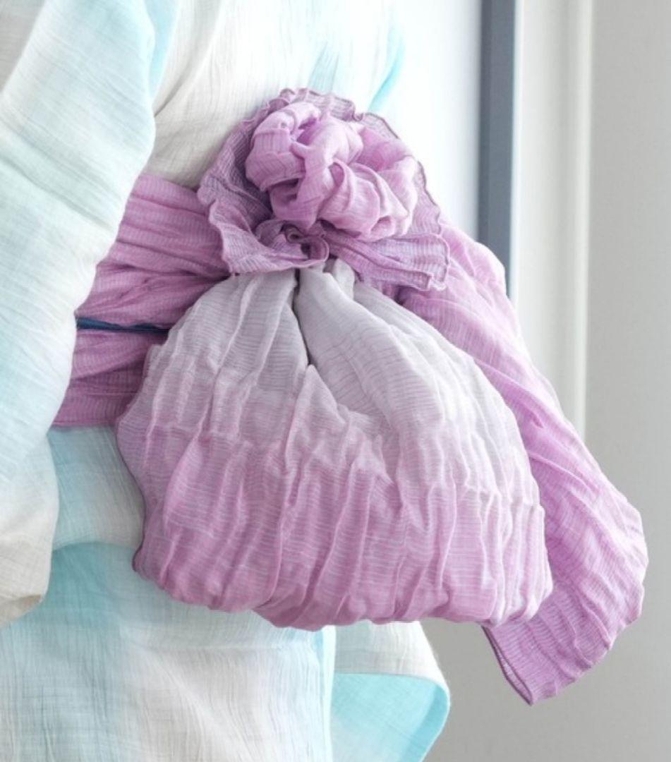 【新品】浴衣　セット 近江ちぢみ 水色　麻100%　日本製　高級浴衣