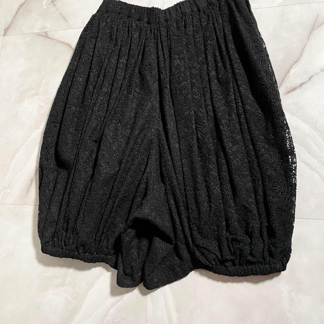 A15549　美品　コムデギャルソン　総レース　かぼちゃパンツ　バルーン　黒　S