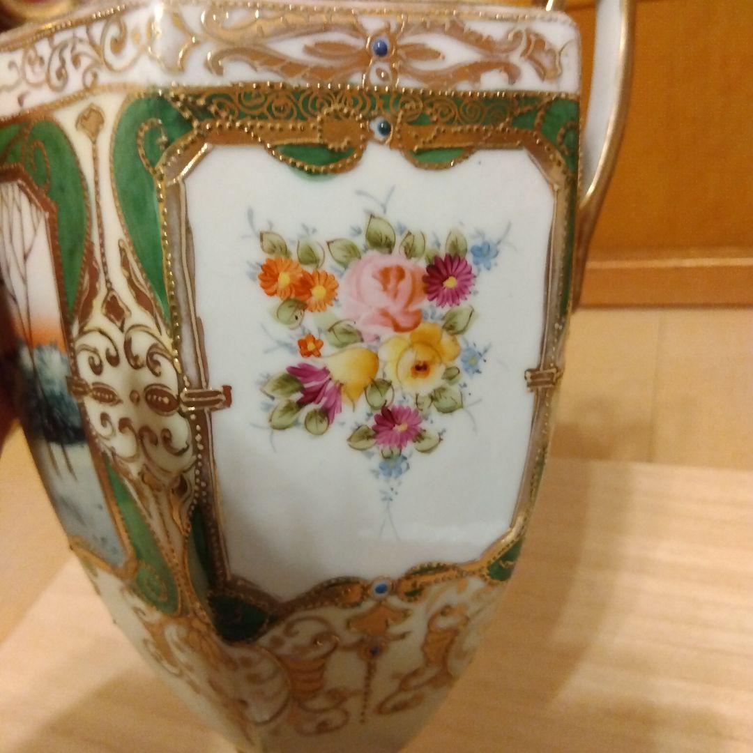 kinjo china 　飾り壺　オブジェ　花柄　アンティーク 　壺