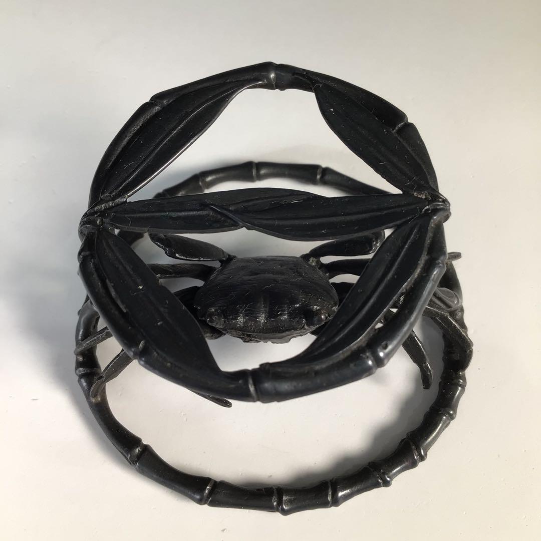 Ｍ５７７　蓋置　『一ノ瀬宗辰造』『砂張』『笹蟹蓋置』　共箱　茶道具