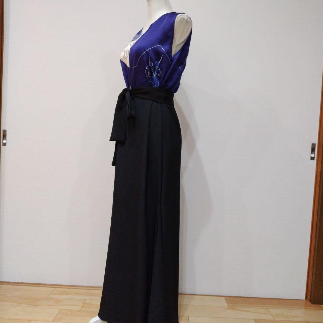 振袖＋黒色留袖　ロングマーメイドドレス　紋あり　リボン紐付き