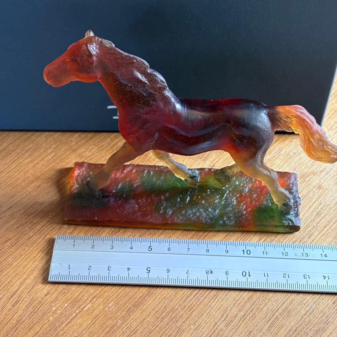 美品 Daum France ドームフランス クリスタルガラス 馬 置物 箱付き