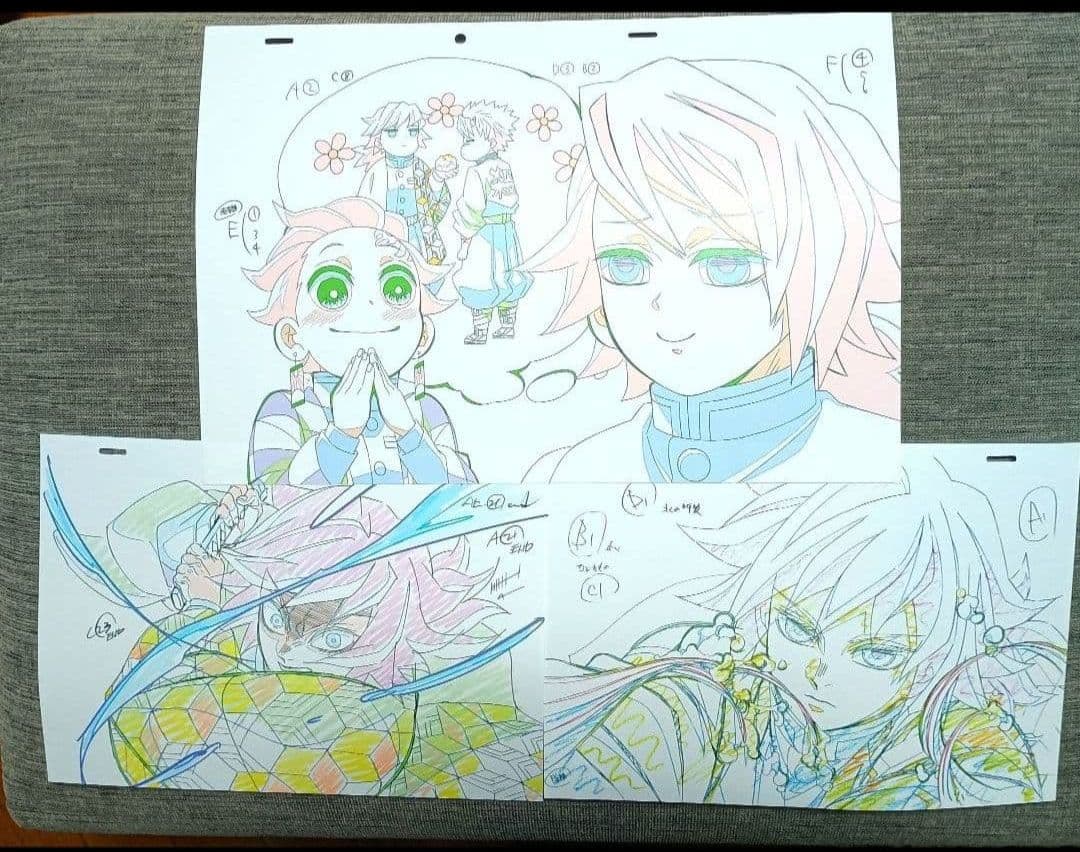 【冨岡義勇】アニメ　鬼滅の刃　複製原画　3枚セット　柱稽古編