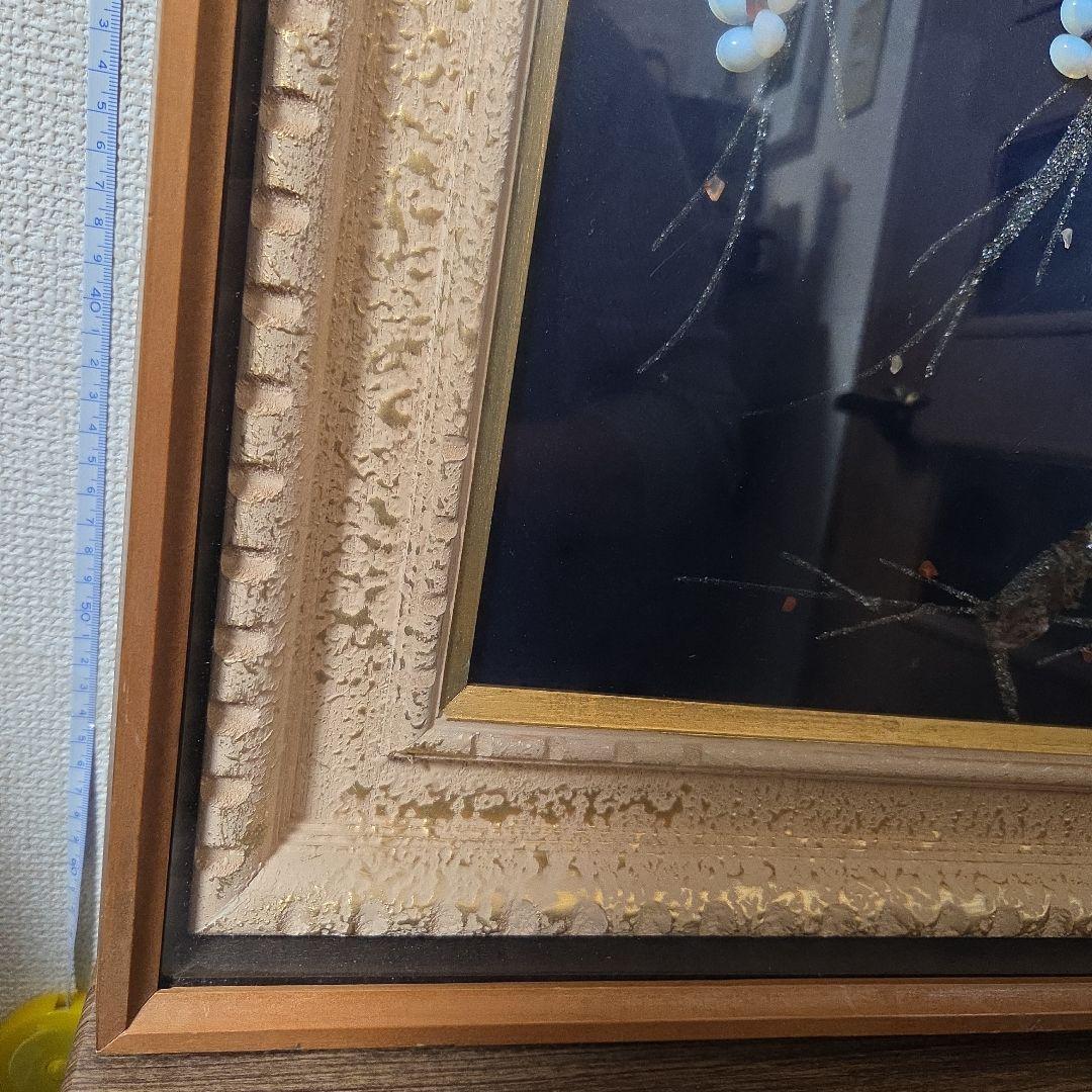 【美品】花と枝の装飾アート作品