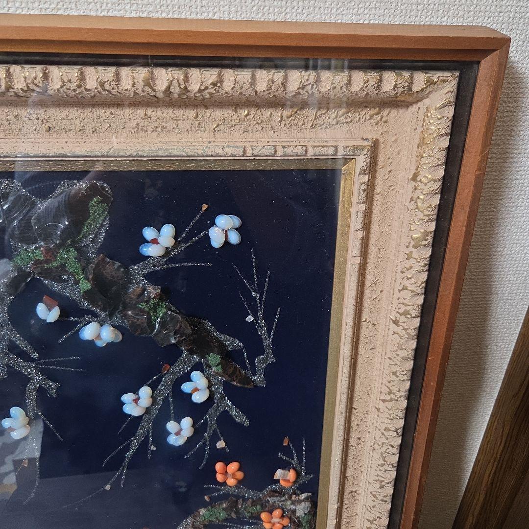 【美品】花と枝の装飾アート作品