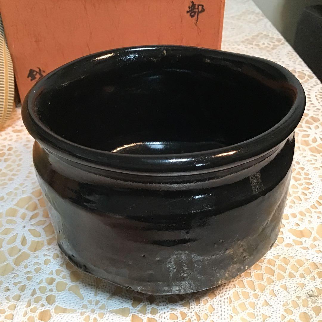 茶道具 黒織部 加藤 鈔 作 共箱 N278CI