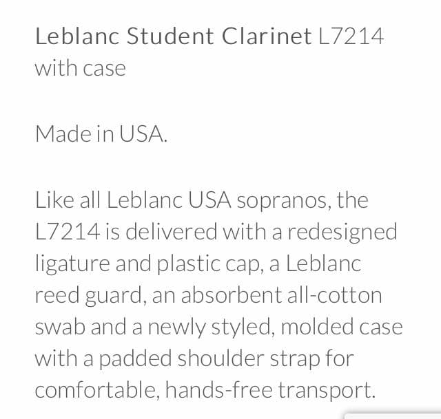 クラリネット ルブラン Le blanc L7214
