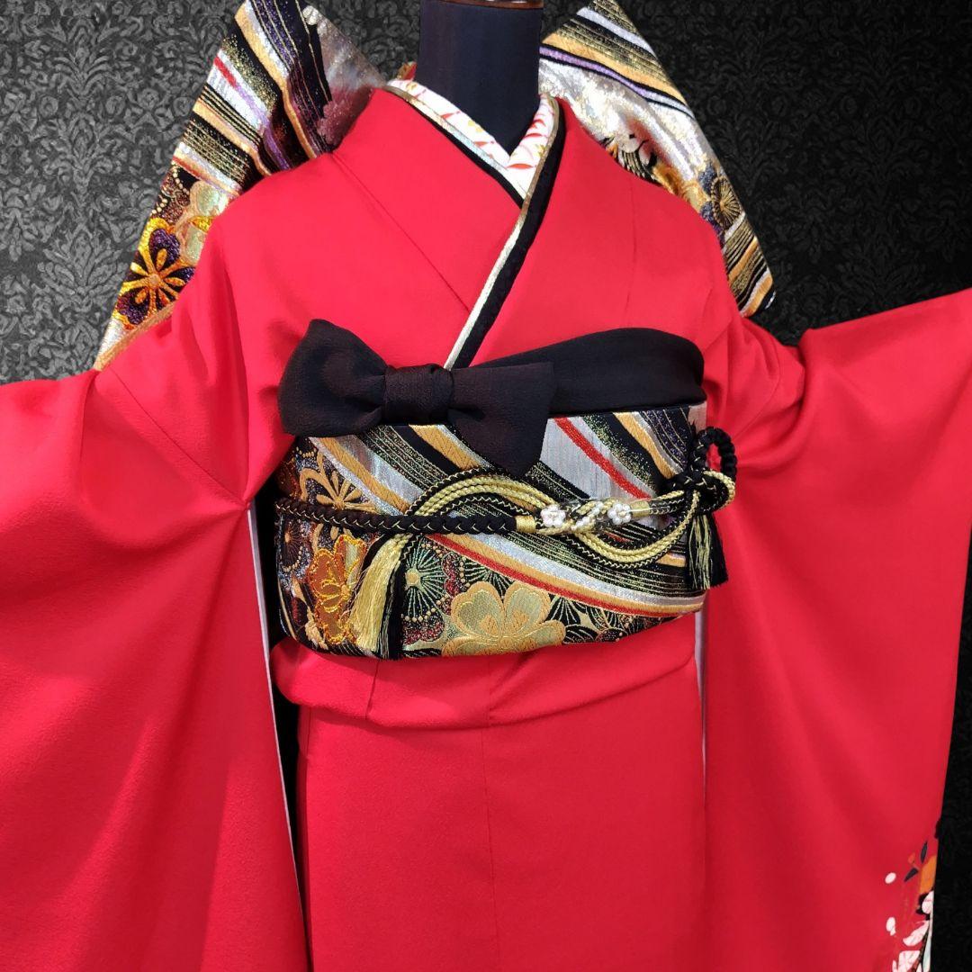 振袖フルセット(7点)・成人式・辻ヶ花・金彩加工・高級手縫・モダン・正絹・逸品