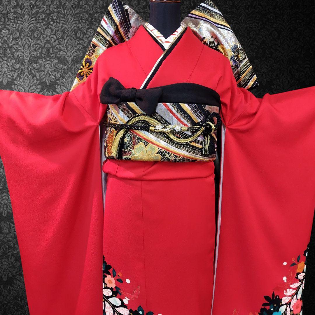 振袖フルセット(7点)・成人式・辻ヶ花・金彩加工・高級手縫・モダン・正絹・逸品