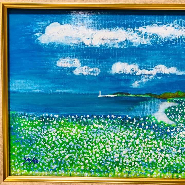 「青い風」原画 本物 一点物 絵画 yoko