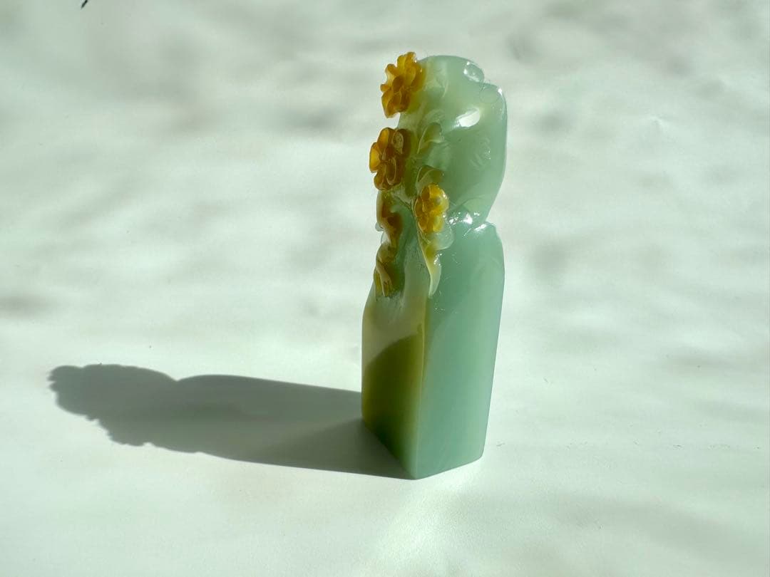 【梅の花】 花　古獣　美品　高級印材　篆刻　印石　雲南　天青石　印石　水凍