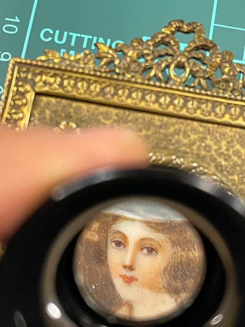 アンティーク アメリカン ミニアチュール 絵画 額装品 陶板画 美術品 USA