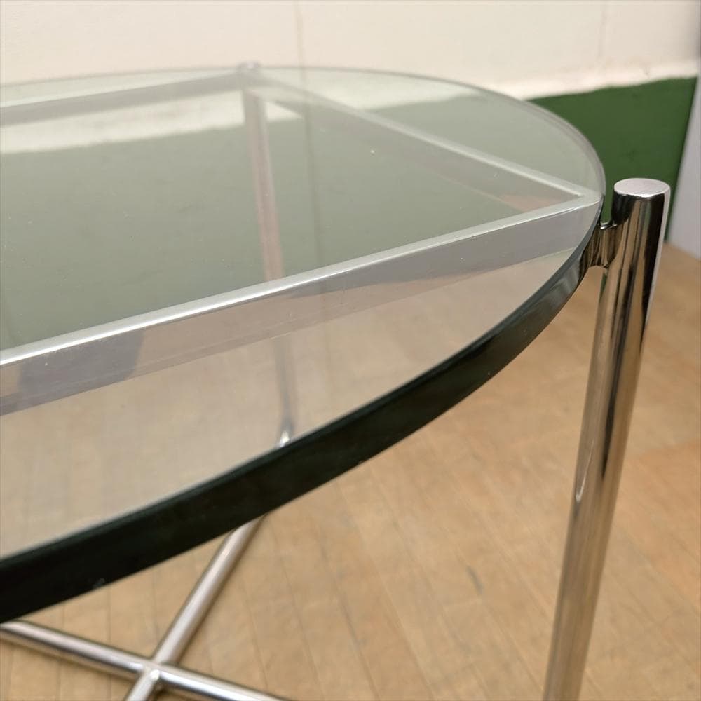 美品　デザイナーズ　カフェテーブル　ガラステーブル　サイドテーブル　リプロダクト