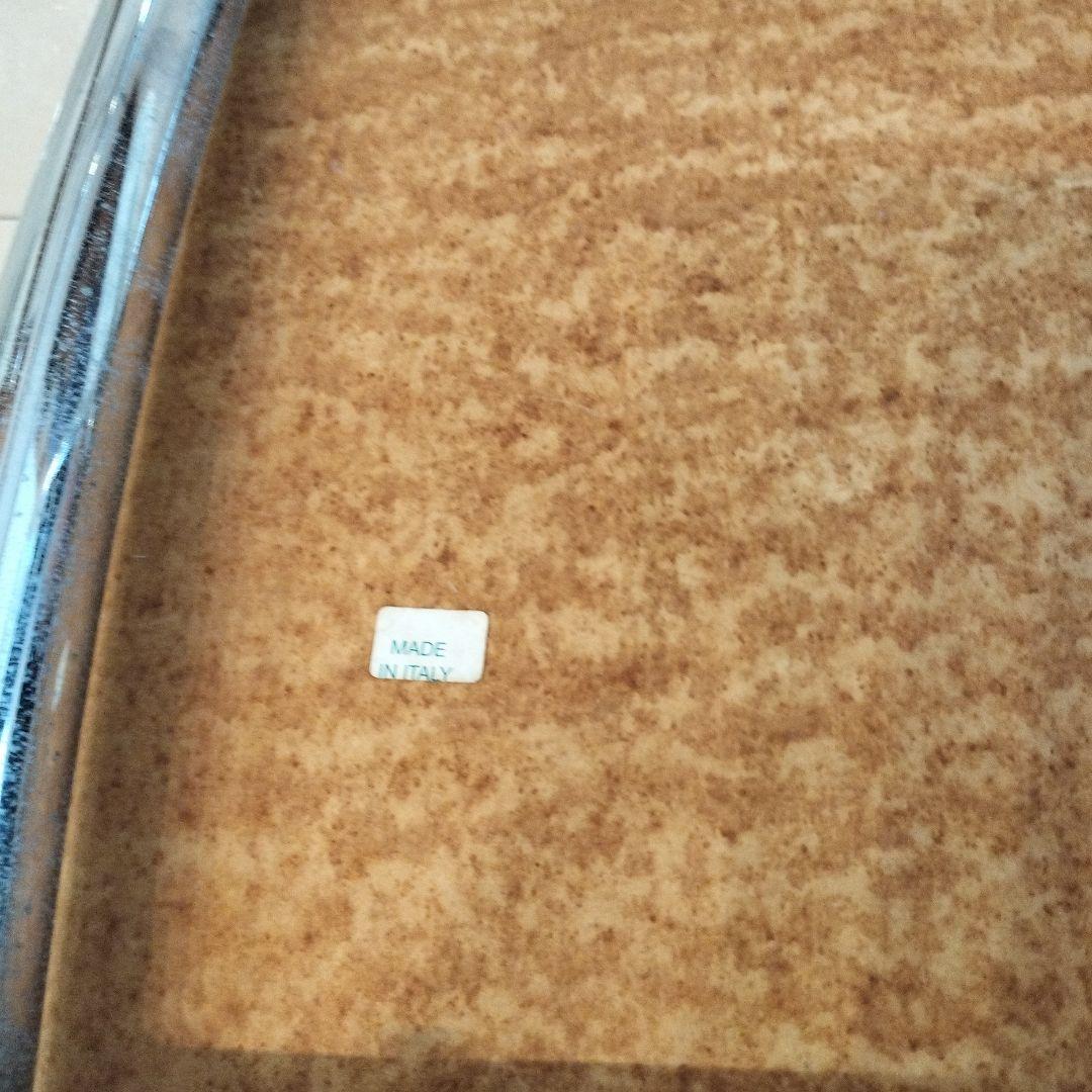 【イタリア製】ガラス製テーブルとレザーチェア4脚セット