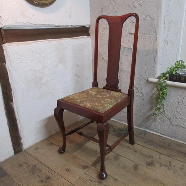 イギリス アンティーク 家具 クイーンアンチェア 猫脚 椅子 英国 4636d